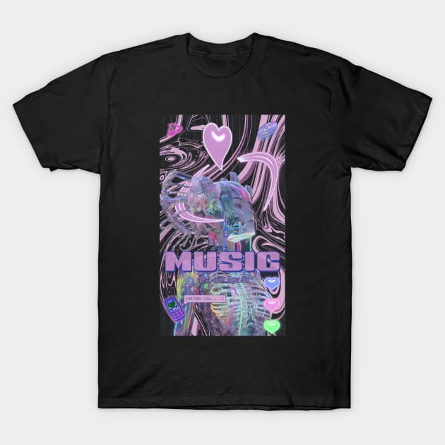 music Y2k hologram T-Shirt by Ethereal Graphics